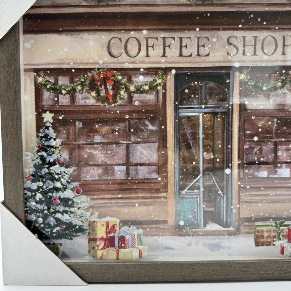 Hobby Lobby Christmas Classics Winter Coffee Shop Framed Wall Decor NEW